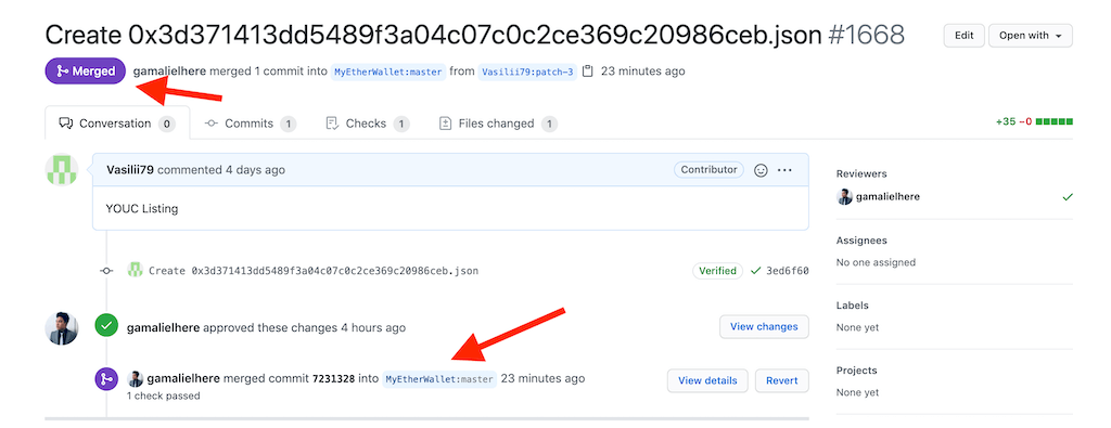 MEW team merged your PR