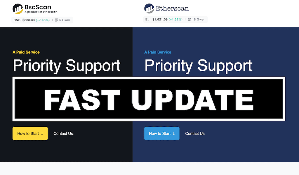 Get Fast Update on BscScan and Etherscan