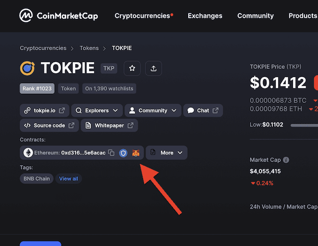 Alternative option to add coin logo to metamask via CMC