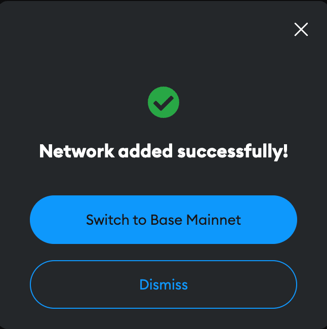 Base added to Metamask