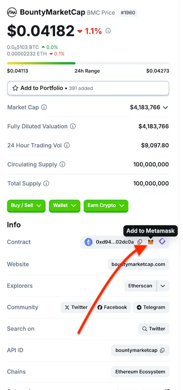 Adding token price to MetaMask