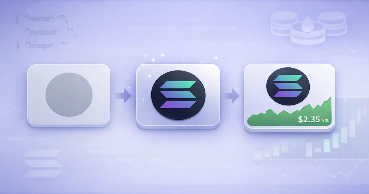 Add Solana Token Logo to Phantom Wallet showing token metadata activation and live price chart